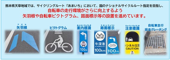 サイクルルート「あまいち」における矢羽根等の標示について